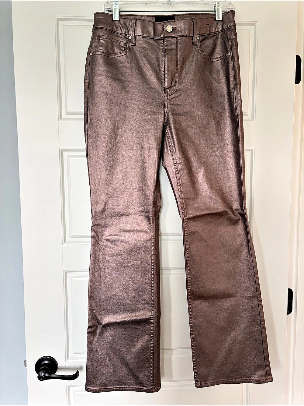 White House Black Market High Rise Bootcut Women's Bronze coated jeans